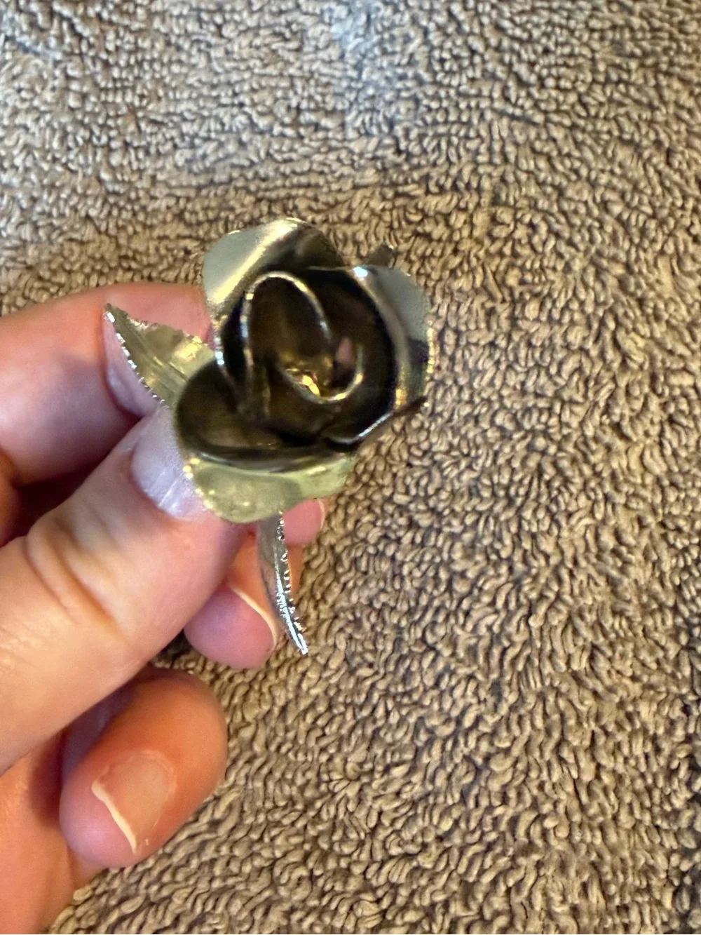 Vintage Silver-Tone Rose Brooch Pin